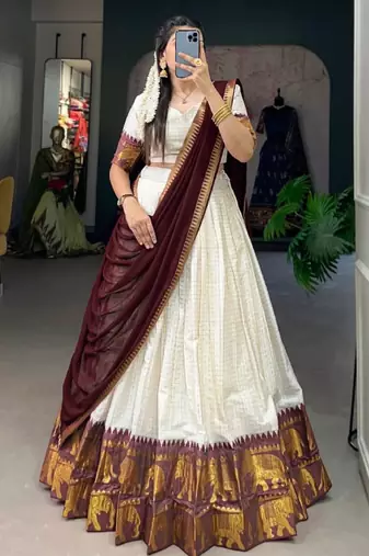 Tissue silk bollywood saree two piece festive combo