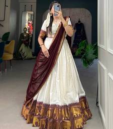 Tissue silk bollywood saree two piece festive combo